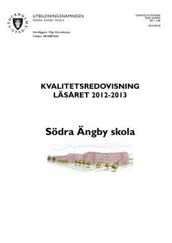 Kvalitetsredovisning (388 kB, pdf) - Södra Ängby skola