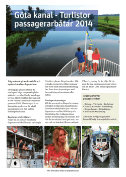 Göta kanal - Turlistor passagerarbåtar 2014