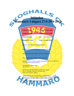 Inbjudan Hammarö 3-dagars 27/4-29/4-2012