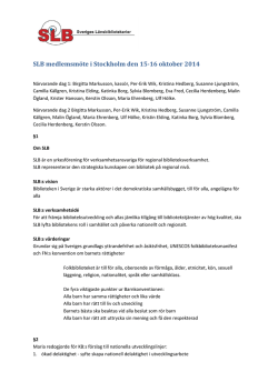 Medlemsmöte 15 – 16 oktober 2014