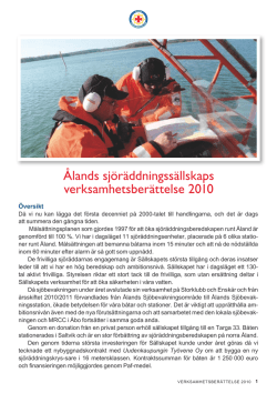 Verksamhetsberättelse 2010 - Ålands sjöräddningssällskap