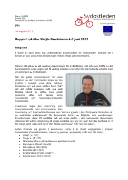 Rapport cykeltur Växjö–Simrishamn 4-8 juni 2012