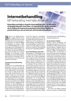 Artikel om internetbehandling i Distriktsläkaren 2012
