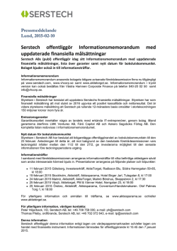 Serstech - Västra Hamnen Corporate Finance