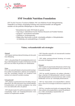 Verksamhetsberättelse 2010 - SNF Swedish Nutrition Foundation