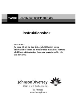 TASKI combimat 800/1100 BMS Instruktionsbok - Diversey - E