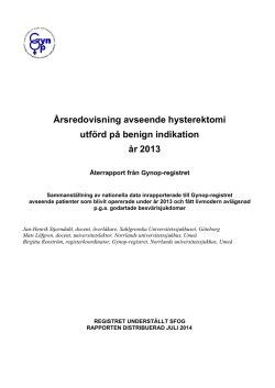 Årsredovisning hysterektomi på benign indikation - Gynop