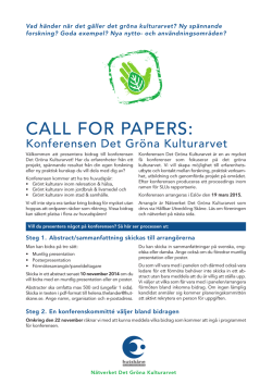 Call for papers Gröna kulturarvet