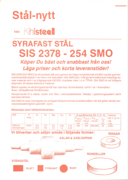 Syrafast stål SS 2378 - 254SMO
