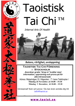 Pröva på Hägersten - Taoistisk Tai Chi Förening i Sverige