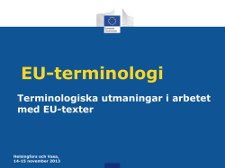 Ingemar Strandvik: EU-terminologi. Terminologiska utmaningar i