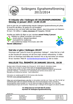 Solängens Egnahemsförening 2013/2014