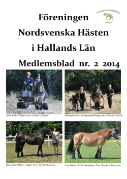 Medlemsblad nr 2 2014 - Föreningen Nordsvenska Hästen i Halland