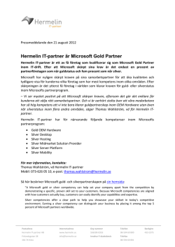 Hermelin IT-partner är Microsoft Gold Partner