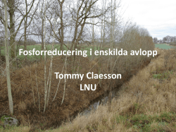 Fosforreducering i enskilda avlopp Tommy Claesson LNU