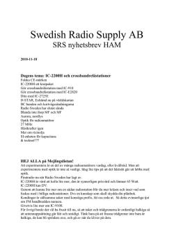 2010-11-18 - Swedish Radio Supply AB
