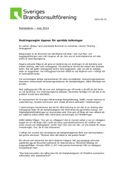 Nyhetsbrev – maj 2014 ! ! Ändringsregler öppnar för spridda tolkningar