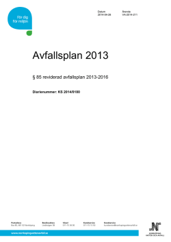 Avfallsplan 2013–2016 - Norrköping Vatten AB
