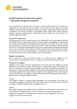 Patientinformation - Svenska neuroregister