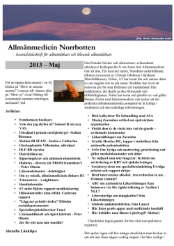2013 – Maj - Allmänmedicin Norrbotten