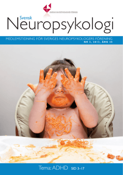 Svensk Neuropsykologi 2013 Nr 3