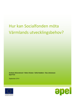 Hur kan Socialfonden möta Värmlands utvecklingsbehov?