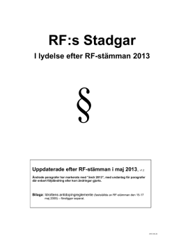 RF:s Stadgar - Kungörelser