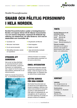 Produktblad Nordisk personinformation
