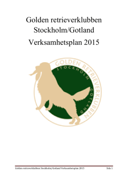 Verksamhetsplan 2015 - Goldenklubben Stockholm/Gotland