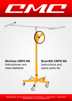 Skivhiss CM70 SG Instruktioner och reservdelslista Boardlift