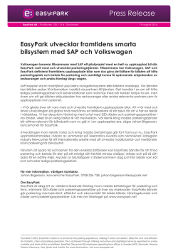 EasyPark utvecklar framtidens smarta bilsystem med SAP och