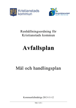 mål och handlingsplan - Renhållningen Kristianstad