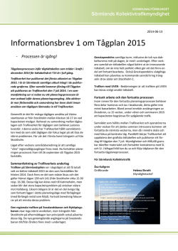 Informationsbrev 1 om Tågplan 2015