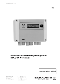 Elektronisk konstanttrycksregulator MAC11 Version 2