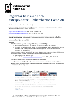 Regler för besökande och entreprenörer – Oskarshamns Hamn AB