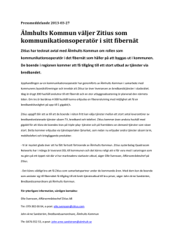 PM 2013-03-27 &Auml;lmhults Kommun v&auml;ljer Zitius som