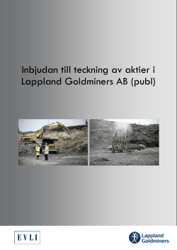 Inbjudan till teckning av aktier i Lappland Goldminers AB (publ)