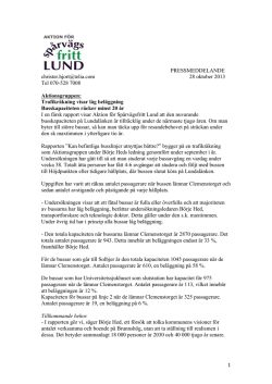 Trafikräkning visar låg - Aktion för spårvägsfritt Lund