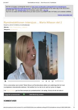 Rymdredaktionen intervjuar… Maria Nilsson del 2