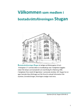 Välkomstfolder 2014 - Bostadsrättsföreningen Stugan