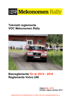 Tekniskt reglemente VOC Mekonomen Rally Basreglemente för år