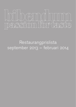 Restaurangprislista september 2013 – februari 2014