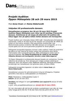Projekt Audition Öppen Mötesplats 28 och 29 mars