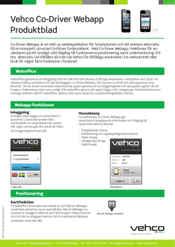 Vehco Co-Driver Webapp Produktblad