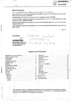 Honda CBX600E Manual