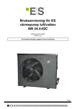 Bruksanvisning för ES värmepump luft/vatten AW 24.4-IQC