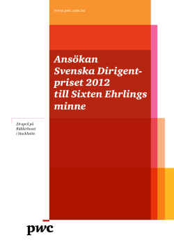 Svenska Dirigentpriset till Sixten Ehrlings minne Ansökan/Folder