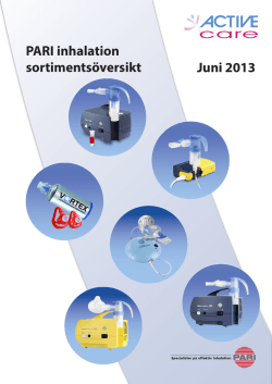 PARI inhalation sortimentsöversikt Juni 2013