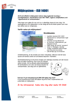 Miljösystem – ISO 14001 - Industrikonsult 2000 AB