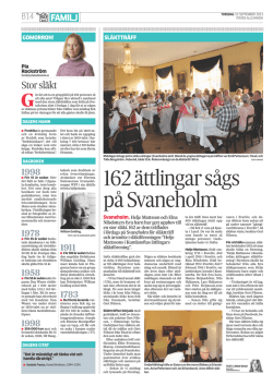 Artikel i Ystad Allehanda kring årsmötet på Svaneholm